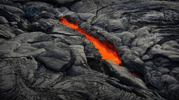 An active lava tube, Hawai'i Volcanoes National Park, Hawaii (© Tom
