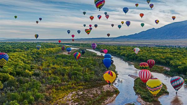 Hot air balloons at the Albuquerque International Balloon Fiesta in Albuquerque,