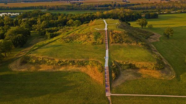 Monks Mound at the Cahokia Mounds UNESCO World Heritage Site near Collinsville,