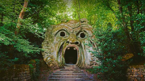 Orcus sculpture in the Gardens of Bomarzo in Bomarzo, Italy (© Scott