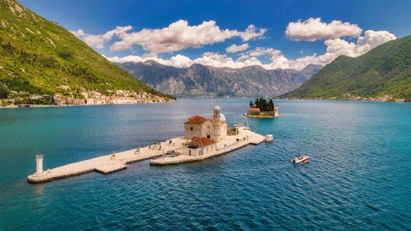 Our Lady of the Rocks and Saint George Island in the Bay of Kotor, Perast,