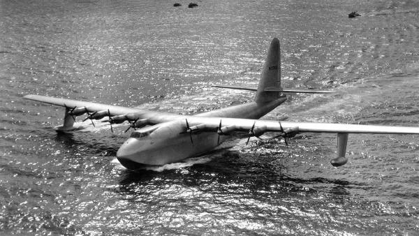 The Hughes H-4 Hercules, aka the Spruce Goose, November 1947, Long Beach Harbor,