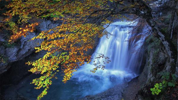 Waterfall on the Río Arazas in Ordesa y Monte Perdido National Park, Pyrenees,