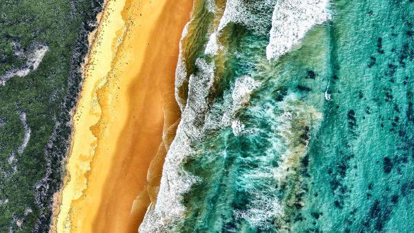 Aerial view of land and ocean, Victoria, Australia (© Nearmap/Getty Images)