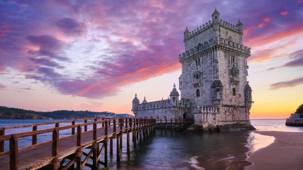 Belém Tower on the bank of the Tagus River, Lisbon, Portugal (© f9photos/Getty Images)