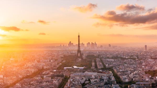 Eiffel Tower at sunset, Paris, France (© Alexander Spatari/Getty Images)