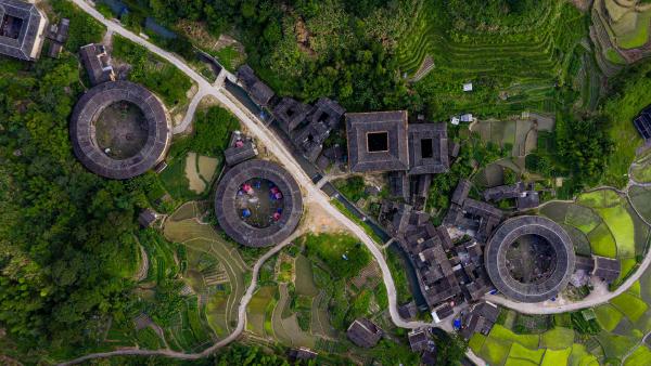 Fujian Tulou complex of historical and cultural heritage buildings in Fujian