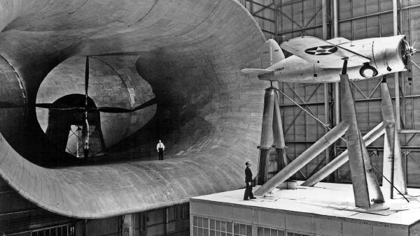 NASA’s Langley Research Center mounted the Navy’s Brewster XF2A-1 Buffalo in the Full-Scale Tunnel, 1938, Hampton, Virginia (© NASA)