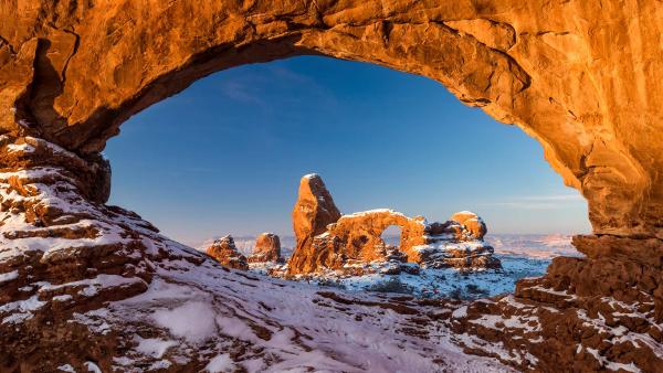 Turret Arch framed by North Window in Arches National Park, Utah (© Jim Patterson/TANDEM Stills + Motion)